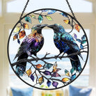 Crow Sun Catcher Decoration Stained Glass Window Hanging