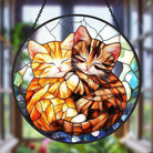 Cute Cat Sun Catcher Decoration Stained Glass Window Hanging