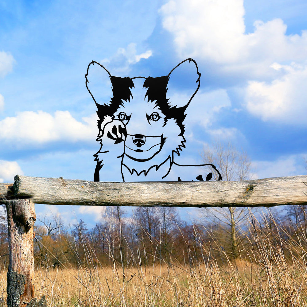 Border Collie Farm Peeping Animal Outdoor Metal Garden Art