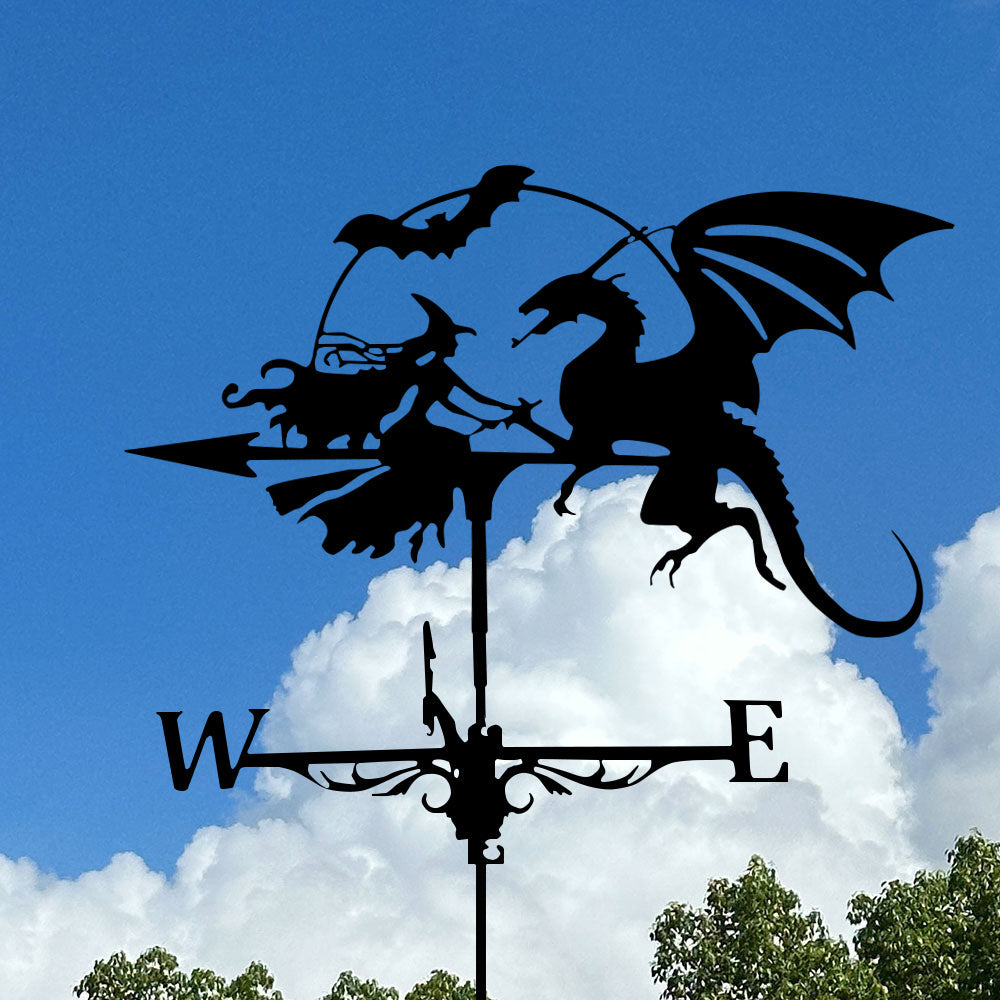 Witch and Dragon Stainless Steel Weathervane