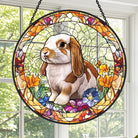 Dutch Lop Ear Rabbit Sun Catcher Decoration Stained Glass Window Hanging