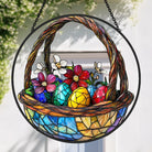 Easter Egg Basket Sun Catcher Decoration Stained Glass Window Hanging