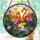 Flamingo Sun Catcher Decoration Stained Glass Window Hanging