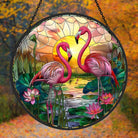 Flamingo Sun Catcher Decoration Stained Glass Window Hanging