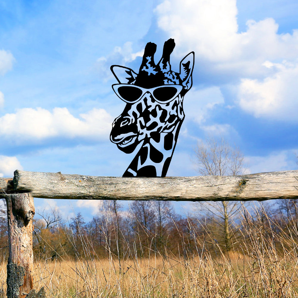 Giraffe Farm Peeping Animal Outdoor Metal Garden Art
