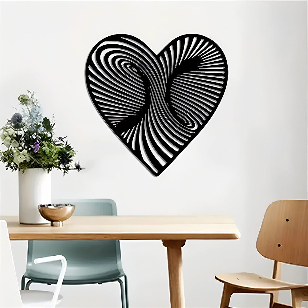 Heart Shaped Line Wall Sign Aesthetic Wall Decoration Logo Retro Metal Hanging