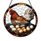 Hen and Eggs Sun Catcher Decoration Stained Glass Window Hanging