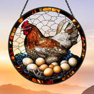 Hen and Eggs Sun Catcher Decoration Stained Glass Window Hanging