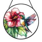 Hummingbird and Hibiscus Sun Catcher Decoration Stained Glass Window Hanging