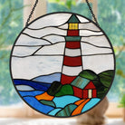 Lighthouse Sun Catcher Decoration Stained Glass Window Hanging