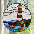 Lighthouse Sun Catcher Decoration Stained Glass Window Hanging