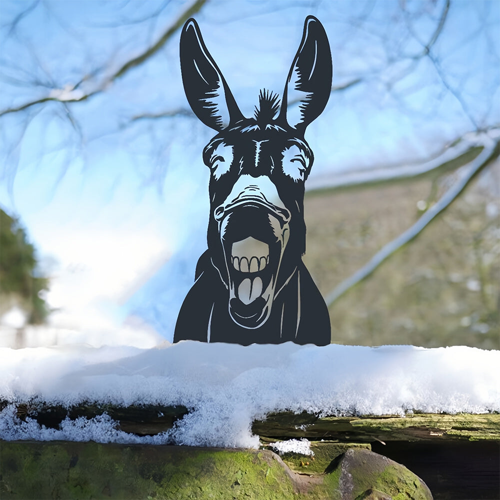 Happy Donkey Farm Peeping Animal Outdoor Metal Garden Art
