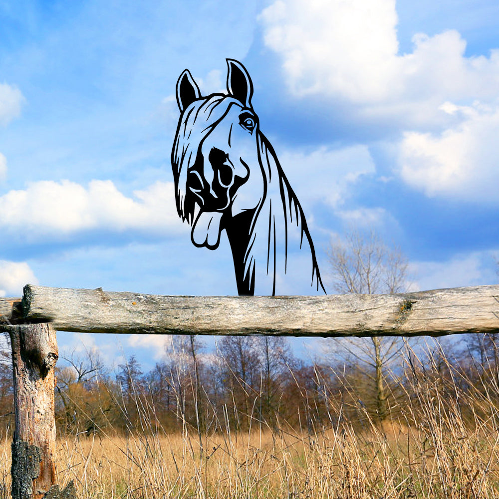 Horse Farm Peeping Animal Outdoor Metal Garden Art