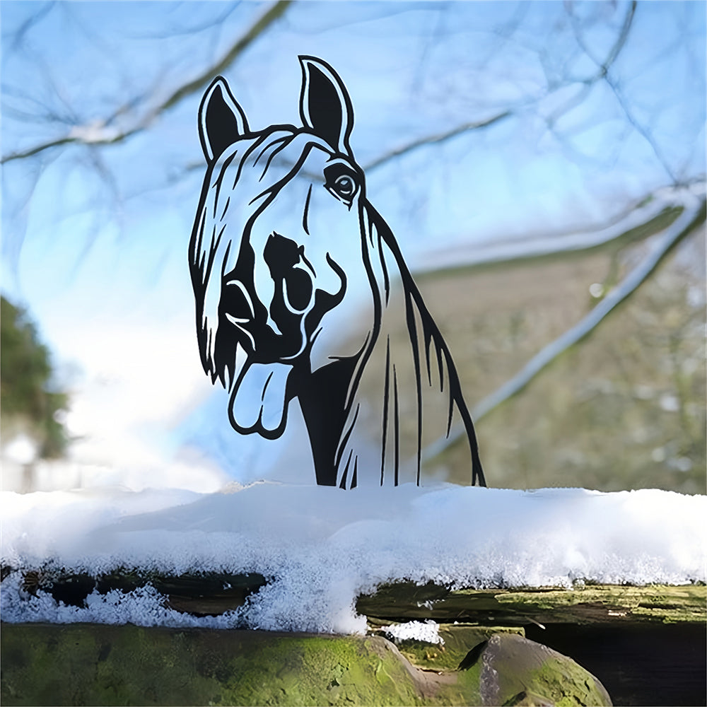 Horse Farm Peeping Animal Outdoor Metal Garden Art