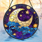 Moon Sun Catcher Decoration Stained Glass Window Hanging