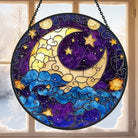 Moon Sun Catcher Decoration Stained Glass Window Hanging