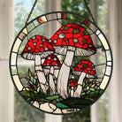 Mushroom Sun Catcher Decoration Stained Glass Window Hanging