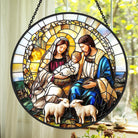 Nativity Scene Sun Catcher Decoration Stained Glass Window Hanging