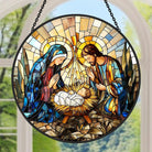 Nativity Scene Sun Catcher Decoration Stained Glass Window Hanging