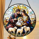 Nativity Scene Sun Catcher Decoration Stained Glass Window Hanging