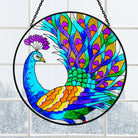Peacock Sun Catcher Decoration Stained Glass Window Hanging