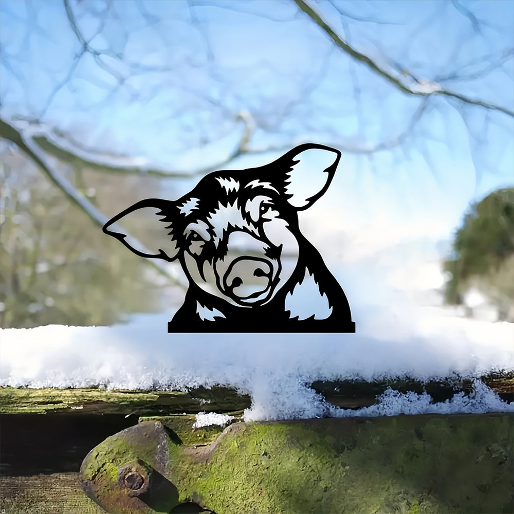Pig Farm Peeping Animal Outdoor Metal Garden Art