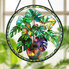Potted Plant Sun Catcher Decoration Stained Glass Window Hanging