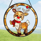 Reindeer Sun Catcher Decoration Stained Glass Window Hanging
