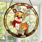 Reindeer Sun Catcher Decoration Stained Glass Window Hanging