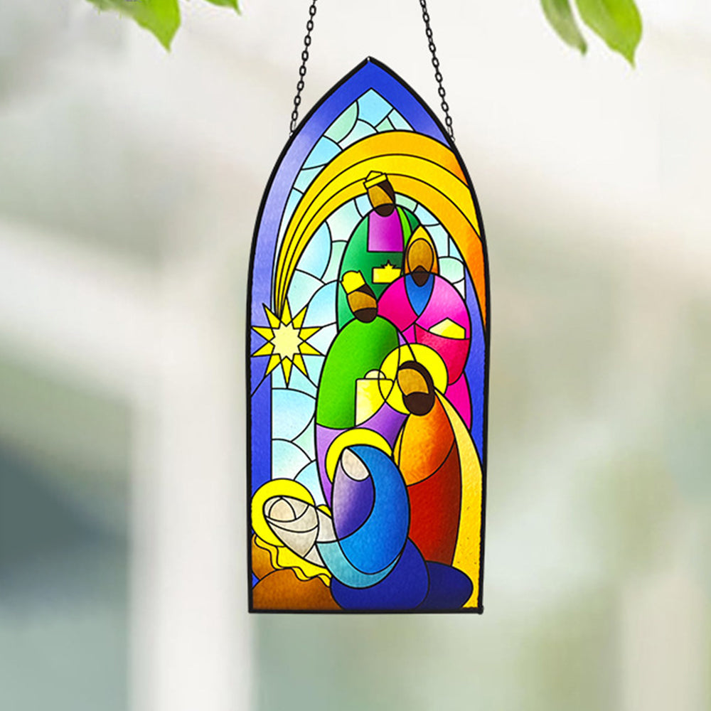 Religion Sun Catcher Decoration Stained Glass Window Hanging