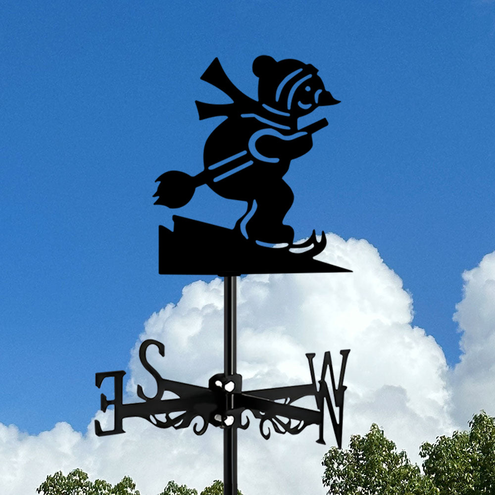 Skiing Christmas Snowman Stainless Steel Weathervane