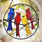 Spring Cardinals Sun Catcher Decoration Stained Glass Window Hanging
