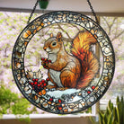 Squirrel Sun Catcher Decoration Stained Glass Window Hanging
