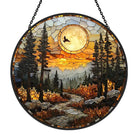 Sunset Mountain View Sun Catcher Decoration Stained Glass Window Hanging