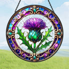 Thistle Flower Sun Catcher Decoration Stained Glass Window Hanging