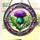 Thistle Flower Sun Catcher Decoration Stained Glass Window Hanging