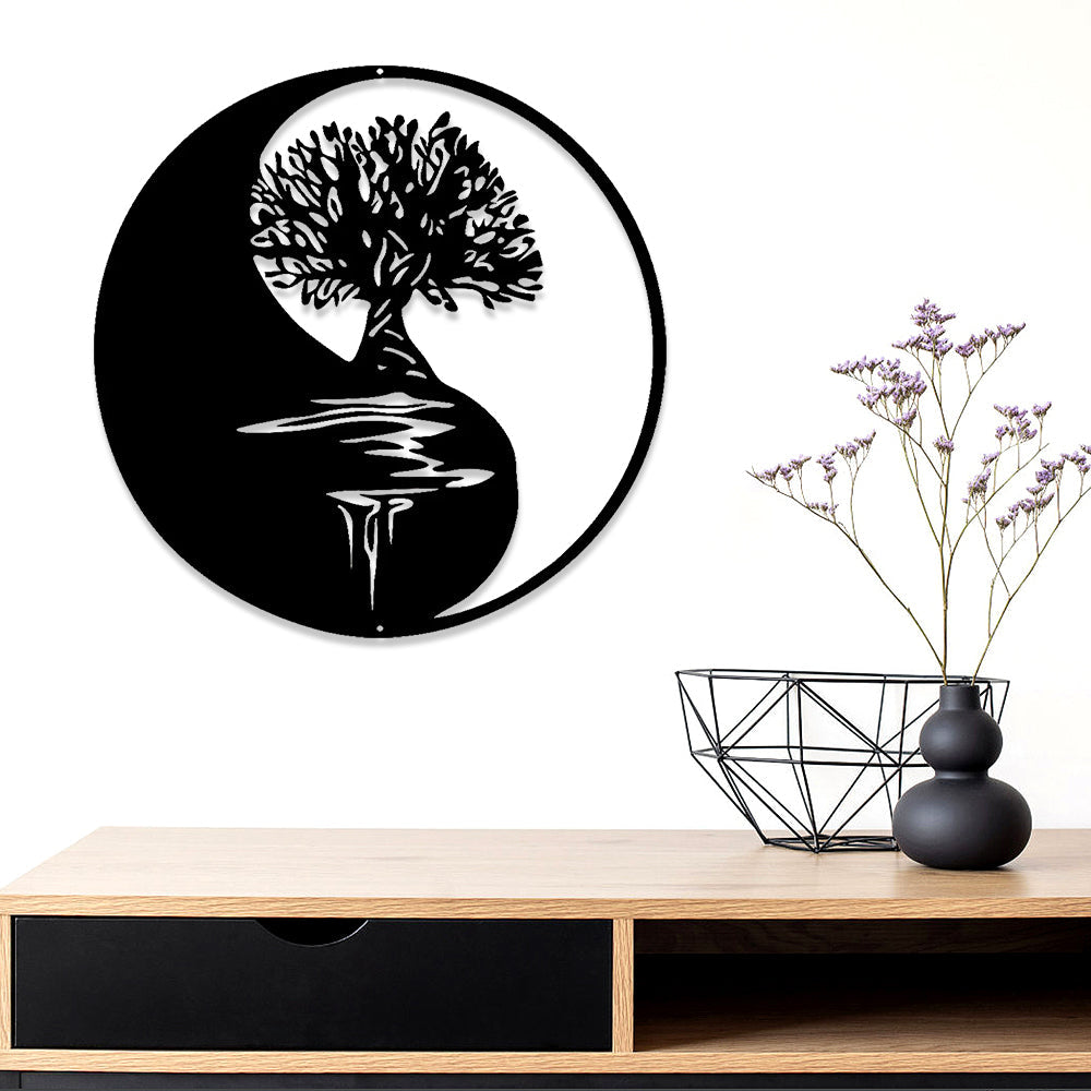 Tai Chi Pattern Tree of Life Metal Wall Art