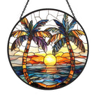 Tropical Sunset Palm Tree Sun Catcher Decoration Stained Glass Window Hanging