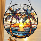Tropical Sunset Palm Tree Sun Catcher Decoration Stained Glass Window Hanging