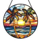 Tropical Sunset Palm Tree Sun Catcher Decoration Stained Glass Window Hanging