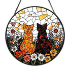 Two Cute Cats Sun Catcher Decoration Stained Glass Window Hanging