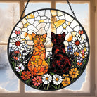 Two Cute Cats Sun Catcher Decoration Stained Glass Window Hanging