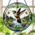 Vibrant Hummingbird Sun Catcher Decoration Stained Glass Window Hanging
