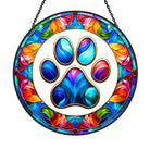 Vibrant Paw Print Sun Catcher Decoration Stained Glass Window Hanging