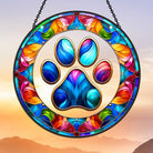 Vibrant Paw Print Sun Catcher Decoration Stained Glass Window Hanging
