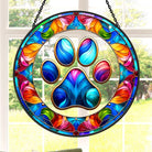 Vibrant Paw Print Sun Catcher Decoration Stained Glass Window Hanging