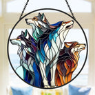Wolf Sun Catcher Decoration Stained Glass Window Hanging