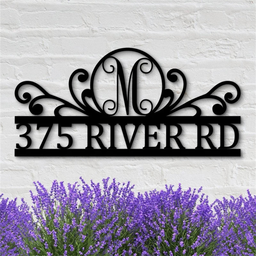 Personalized Address Metal Sign Initial Letter House Numbers for Home & Garden