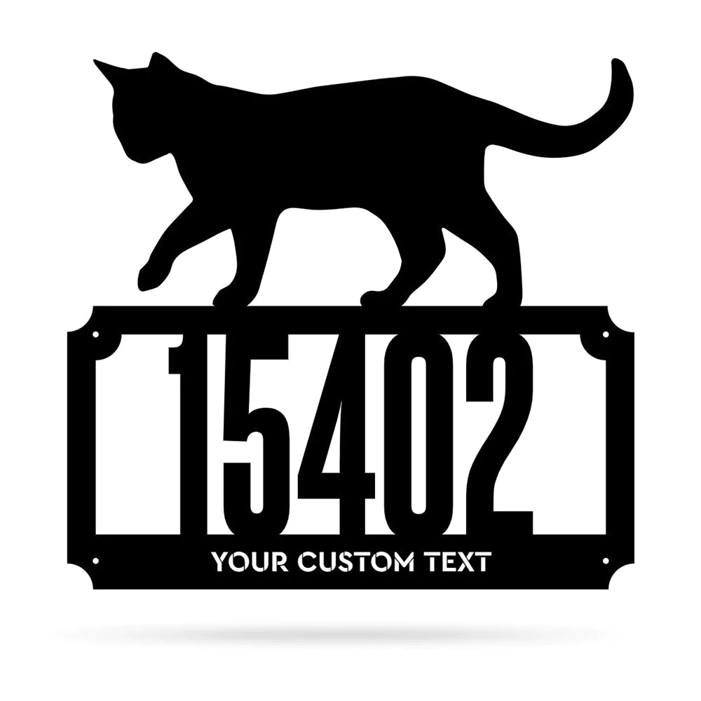 2 Line Cat Address Monogram Address Sign Custom