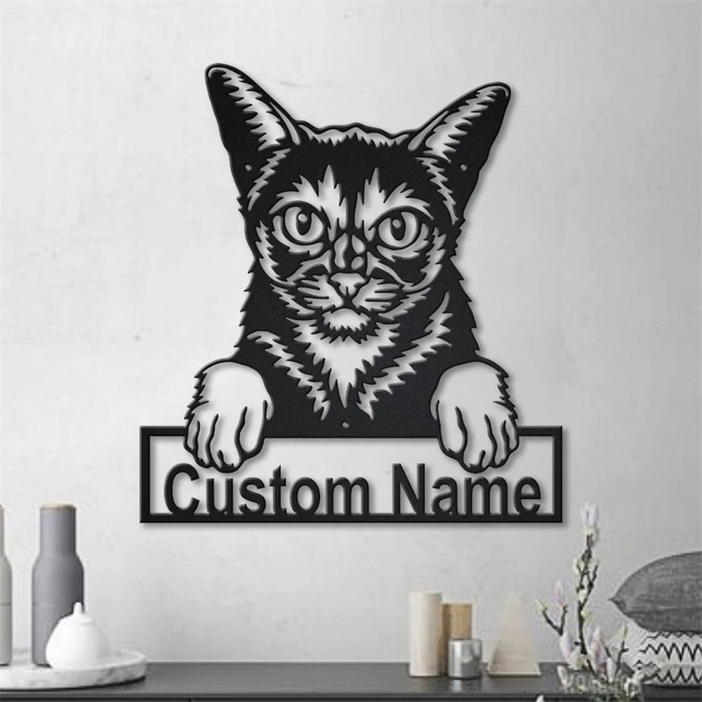 Abyssinian Cat Metal Art Personalized Metal Name Sign